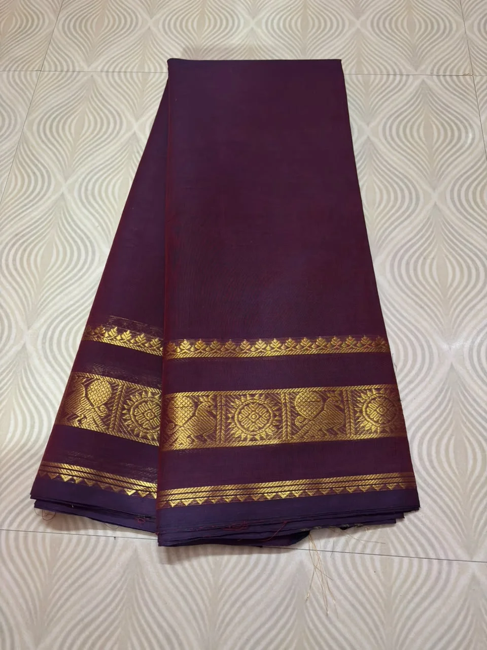 Kanchi Cotton Peacock Design Border Saree